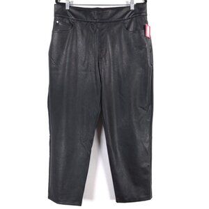 NWT SPANX LEATHER-LIKE Faux‎ II Slim Straight Leg Pant 20528R Luxe Black Size 1X